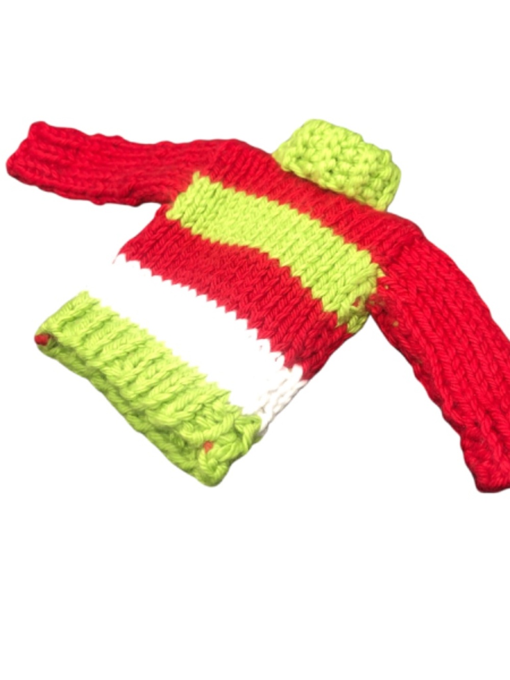 Hand Knit Mini Christmas Striped Sweater Ornament | Holiday Decor, Gift Topper